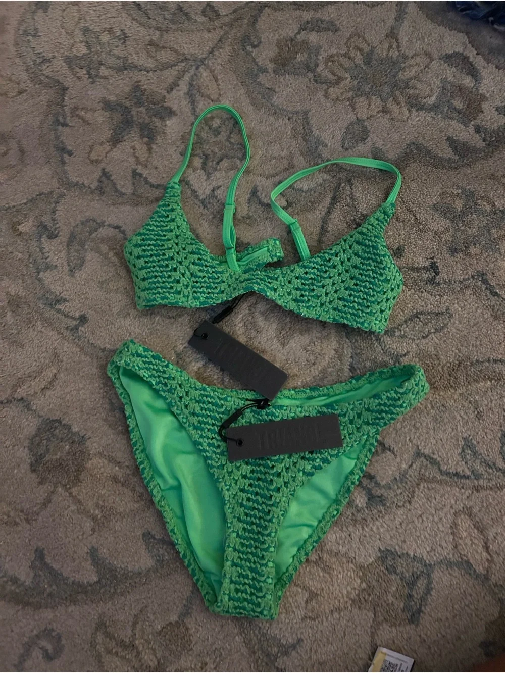 triangl swimwear Green Crochet Two-Piece Bikini Set NEW WITH TAGS